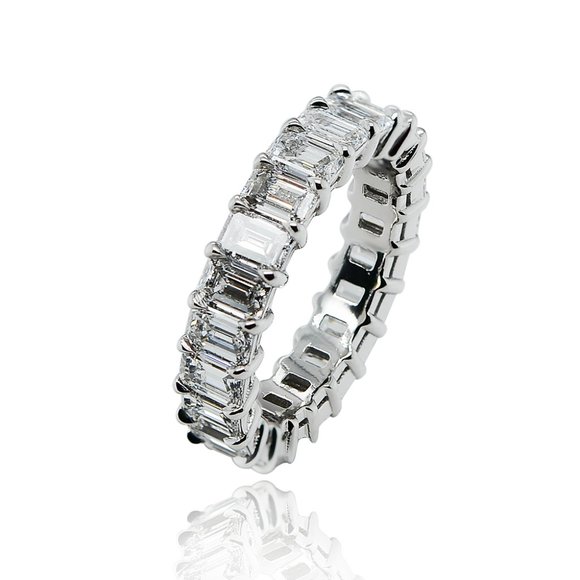 4.85 Ct. Tw. Emerald Cut Diamond Eternity Band In Platinum - Picture 2 of 5